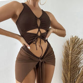 Gorgeous Ribbed High Cut Lace Up Cutout Brazilian One Piece Swimsuit